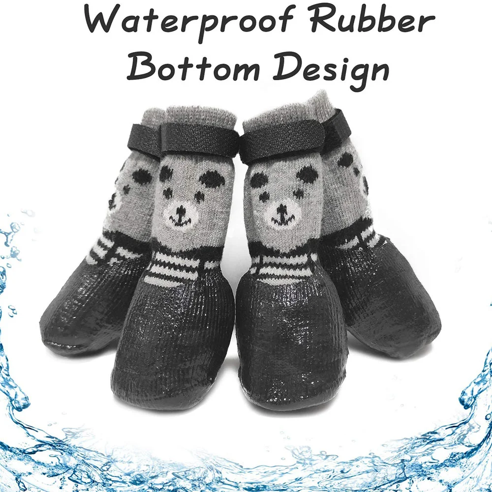 Title 20, 4pcs/set Cute Cotton Rubber Pet Dog Shoes Water...