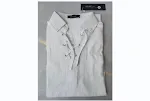 Camisa masculina de linho e algodão com manga curta, casual e moderna com gola lapela, ideal para um visual estiloso e confortável. — foto 4