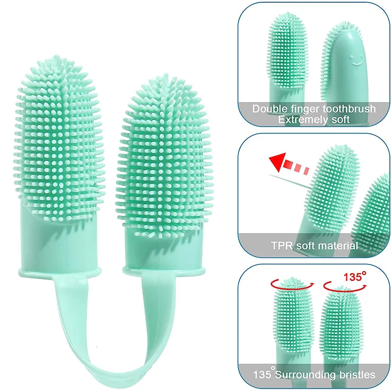 Title 3, Pet Finger Toothbrush Silicone Super Soft Dog T...