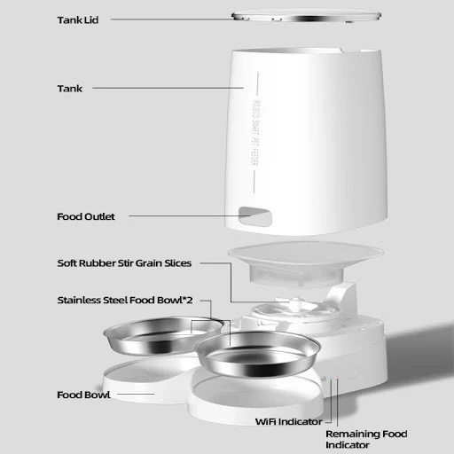 ROJECO Automatic Cat Feeder Pet Smart Cat Food Kibble Dispenser Remote Control Auto WiFi Double Feeder For Cats Dog Acce — photo 2