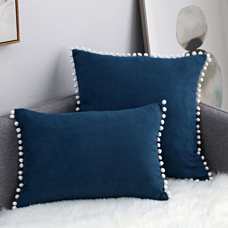 Almofada de sofá com pele sintética, renda e bola, cor sólida, camurça, perfeita para abraçar e decorar sua casa. — foto 25