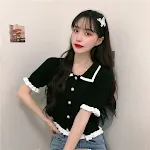 Summer Clothes Knitted Doll Collar Crop Top — photo 5