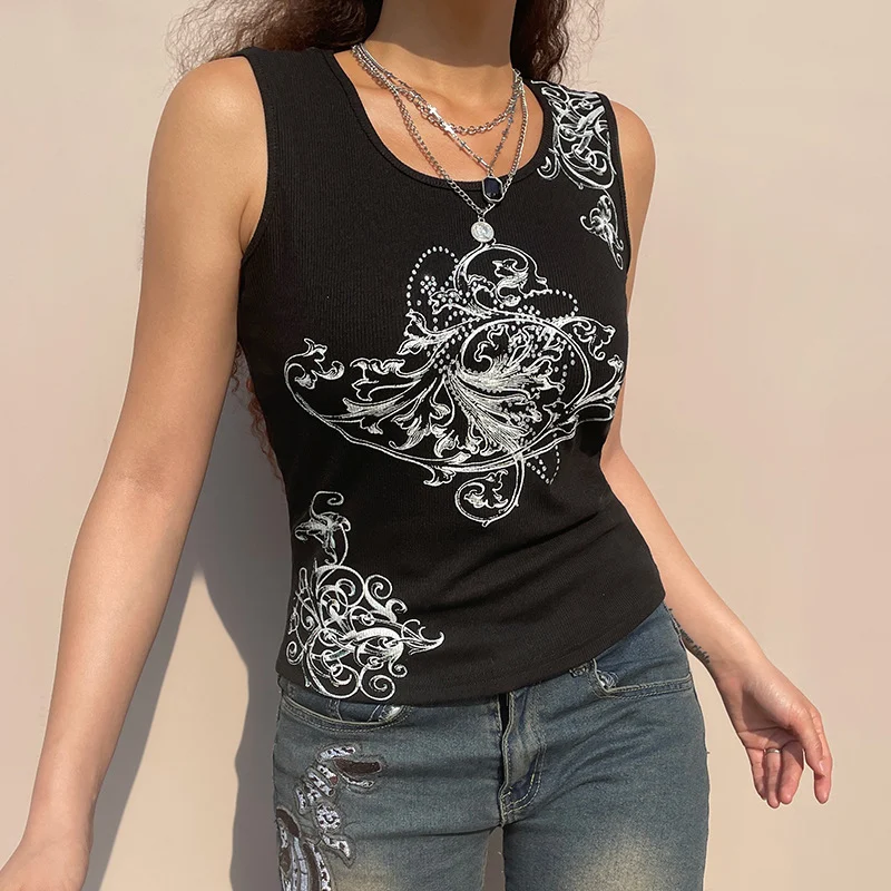 Fashion Hot Silver Print Threaded Sports Tank Vest Slim Top. Provides comfort and style for workouts and physical activi — photo 4