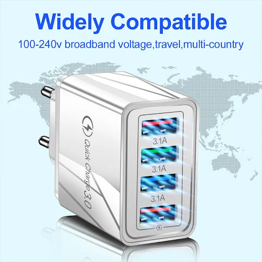 Title 4, USB Charger Quick Charge 3.0 4 Phone Adapter Fo...