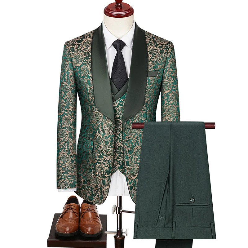 Terno Jacquard Masculino para Casamento Noivo Anfitrião Fantasia de Performance Traje Social Elegante para Ocasiões Especiais — foto 10