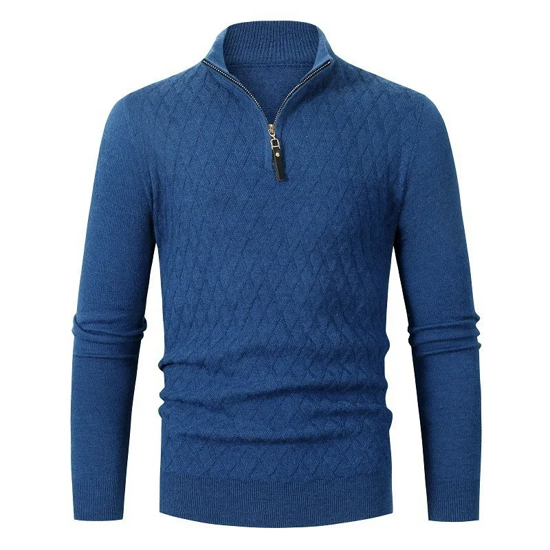 Suéter masculino com gola alta e zíper, manga longa, perfeito para um visual moderno e confortável. Ideal para diversas ocasiões e estações. — foto 2
