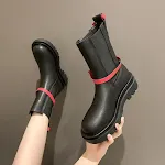 Botines de cuero para mujer de otoño e invierno con suela gruesa, ideales para comodidad y estilo en climas fríos. — foto 3