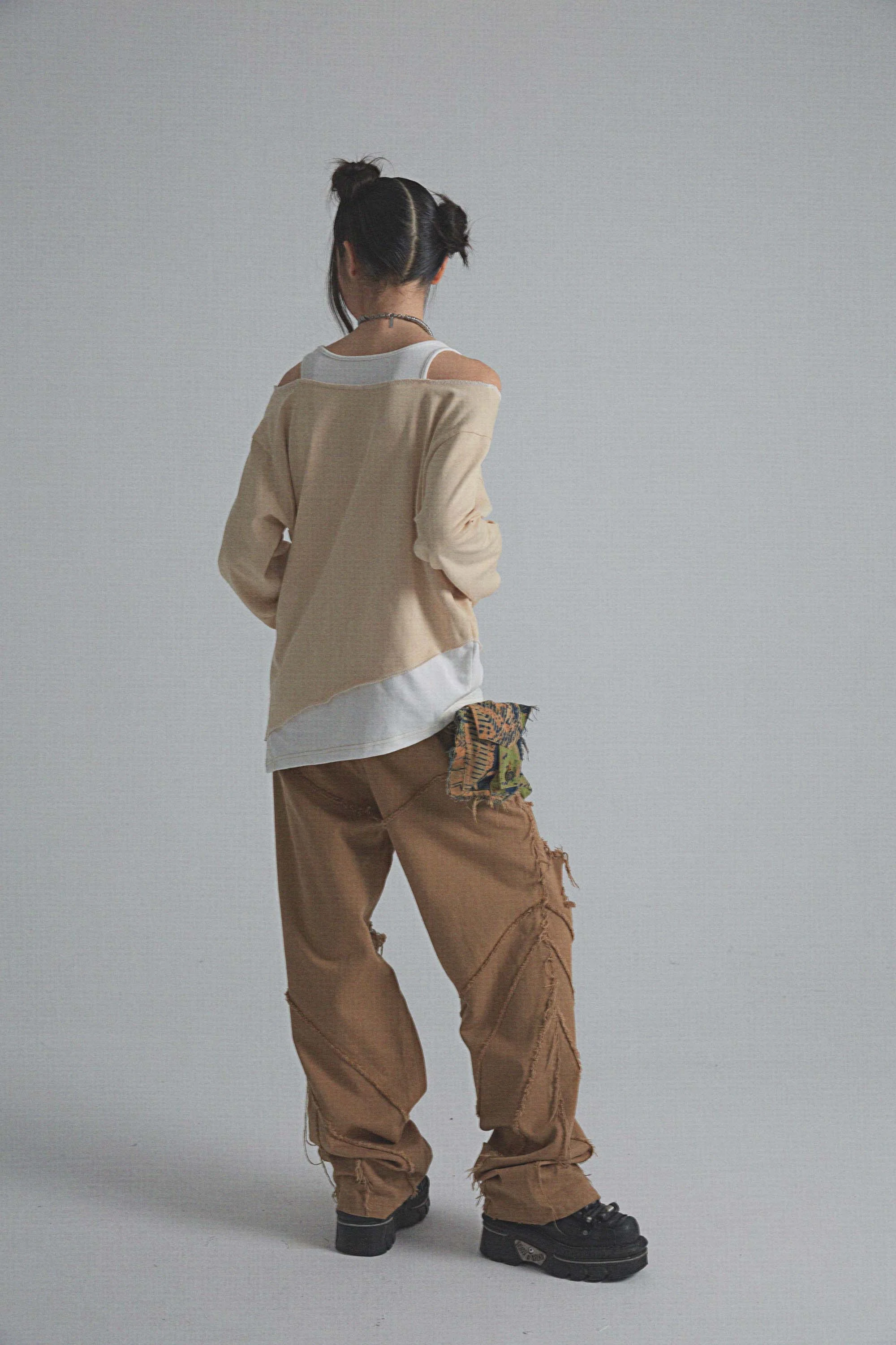 Title 7, Loose Cotton Fake Two Piece Print Vintage Long ...