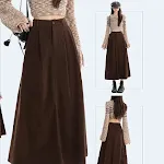 Saia marrom de cós alto em veludo cotelê para mulheres, confortável e elegante, valoriza a silhueta e oferece um visual moderno e sofisticado. — foto 2