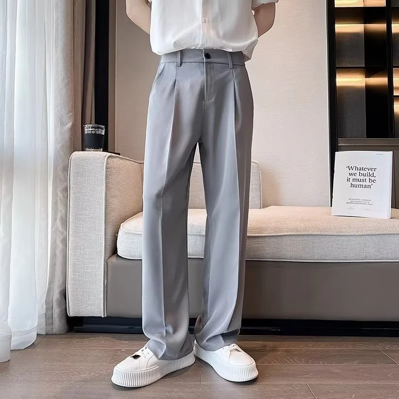 Men's Solid Color Anti-Wrinkle Loose Wide-Leg Suit Pants, comfortable and stylish, perfect for everyday wear and travel — photo 2