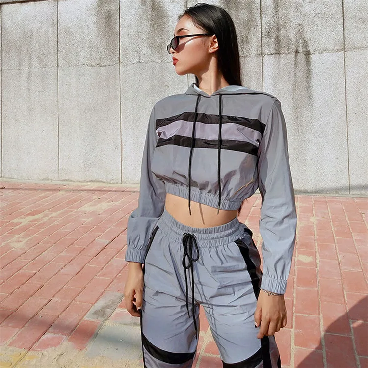 Title 5, Reflective Cloth Color Contrast Patchwork Hoode...