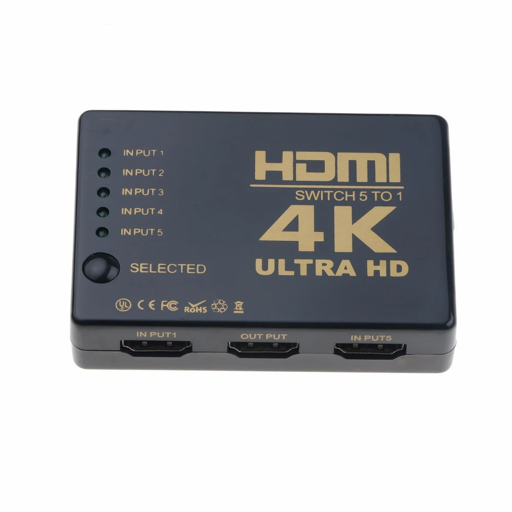 Title 5, HDMI Switch 5 in 1 out connects multiple device...