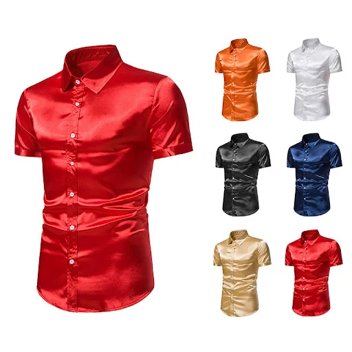 Title 4, Mens Glossy Non-ironing Shirt Short Sleeve. Ac...