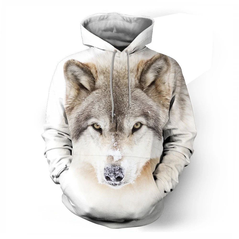 Title 3, Mens Hoodie With 3D Digital Print Wolf Totem P...