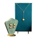 Brincos SUNFLOWER com pérolas e banho de ouro real, e colar. Um conjunto perfeito para adicionar sofisticação e brilho ao seu visual. — foto 8