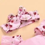 Conjunto infantil de duas peças com estampa, romper com lenço de cabeça, ideal para meninas, confortável e estiloso para o verão. — foto 4