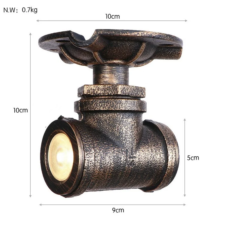 Iron art water pipe ceiling spot light for bedroom, living room and cafe decoration, adding a unique industrial style. — photo 1
