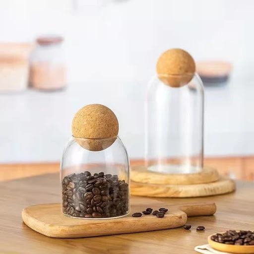 Title 1, Glass jar with ball cork tea seal, airtight sto...
