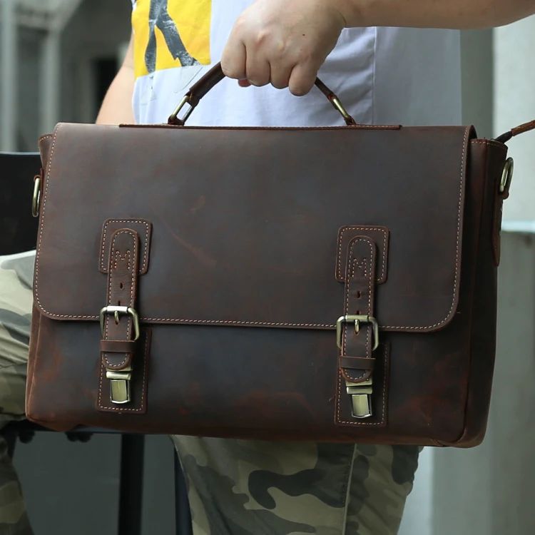 Bolsa Mensageiro Retrô de Couro Bovino Camada Superior, com Alça de Ombro Única, Perfeita para Uso Diário e Levar Seus Essenciais com Estilo. — foto 3