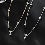 Colar feminino de prata esterlina trevo com zircônia estrela, um acessório elegante e delicado para realçar sua beleza. — foto 5