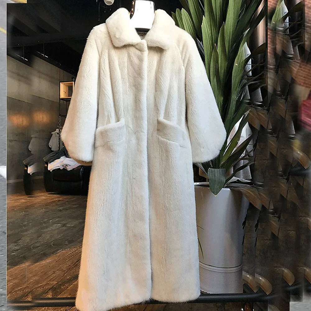 Long Faux Fur Solid Jacket in White and Black. Stylish and warm outerwear for winter. Soft, comfortable, and perfect for — photo 5