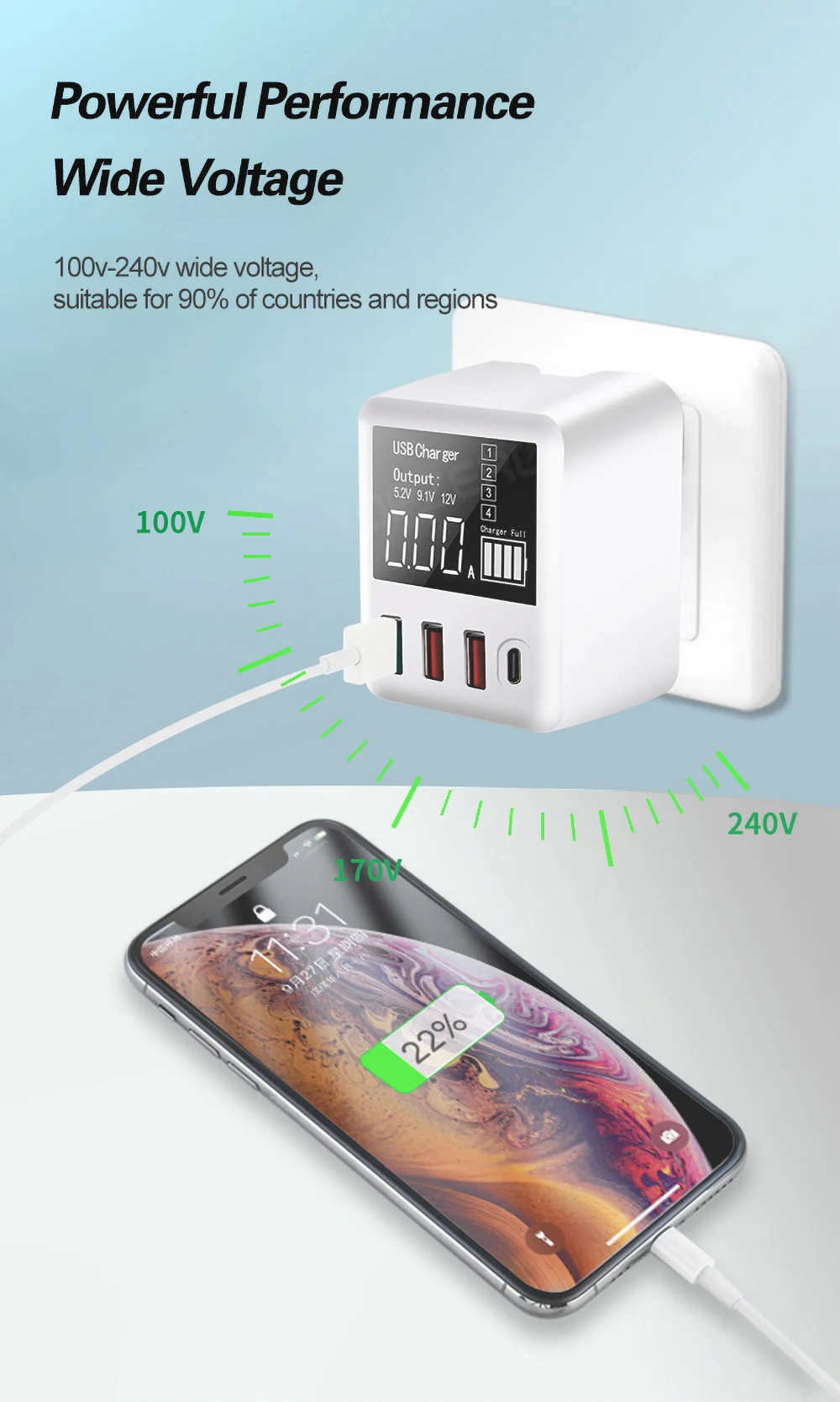 Title 12, Carregador USB múltiplo de 30W com quatro porta...