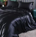 Solid Color Double-sided Silk Four-piece Set Silkworm Silk Satin Bed Sheet Quilt Cover for a luxurious sleep experience. — photo 2