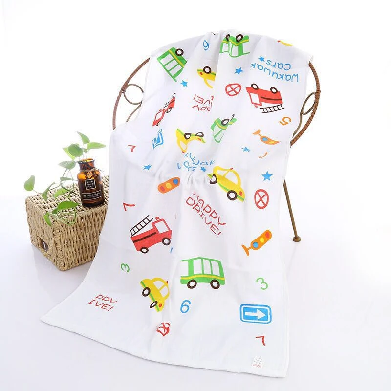 Toalha de banho para bebê com estampa de desenho animado, gaze dupla, macia e absorvente. Ideal para secar seu pequeno. — foto 4