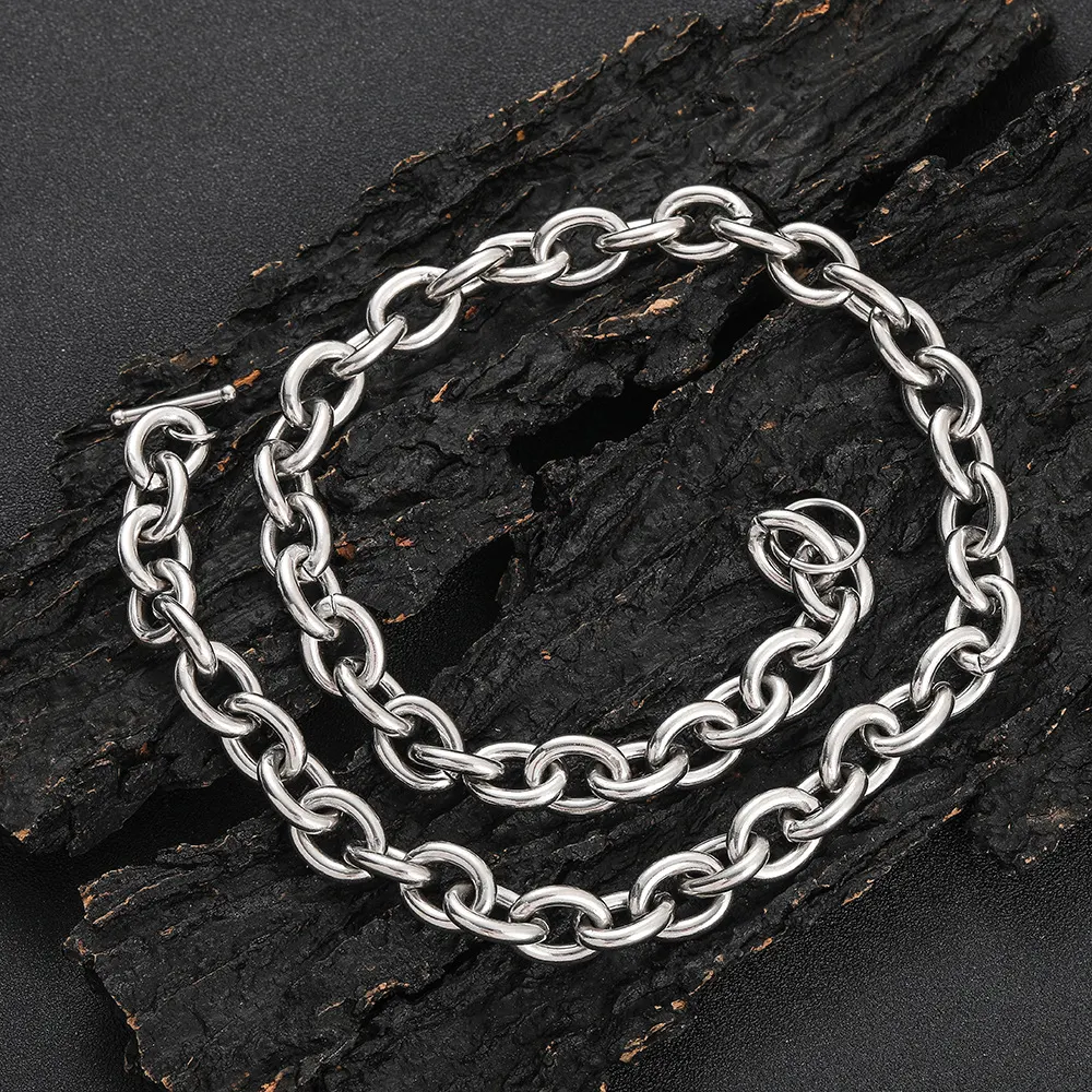 Colar masculino com corrente de cruz de aço inoxidável de 12mm, elo O, design moderno e resistente, perfeito para uso diário. — foto 12