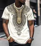 Camiseta masculina com estampa digital 3D estilo étnico, gola redonda e manga curta, perfeita para um visual moderno e confortável no dia a dia — foto 11