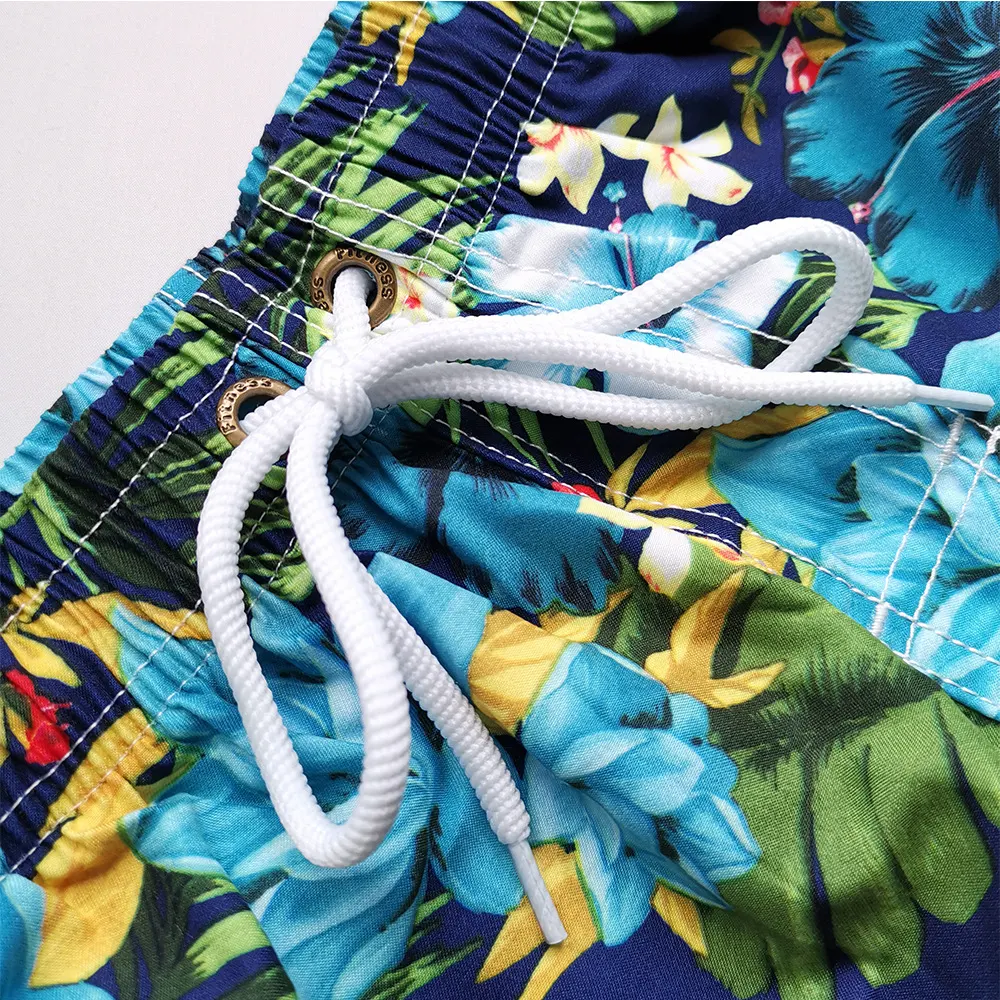 Title 13, Mens Printed Three-Point Beach Shorts