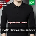 Men's Autumn And Winter Solid Color Shirt Middle-aged Polo Sweater, a comfortable and warm choice for the cooler months. — photo 11