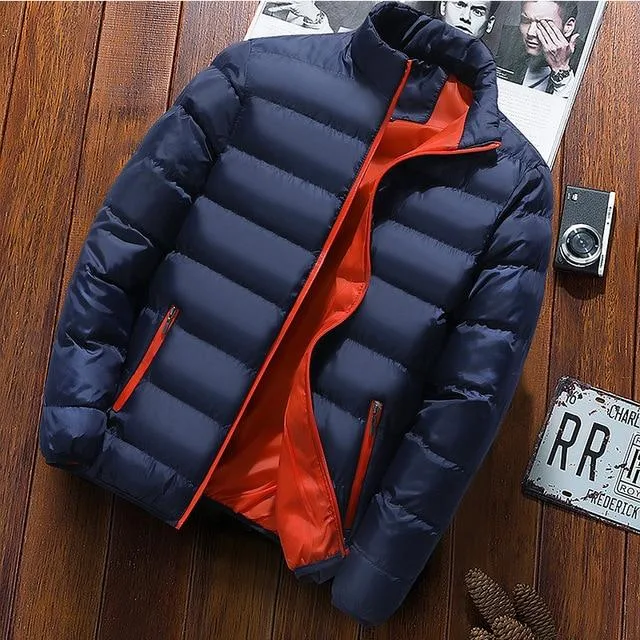 Men's stand collar padded cardigan jacket. Perfect for cold weather. Provides warmth and comfort. Stylish and functional — photo 5
