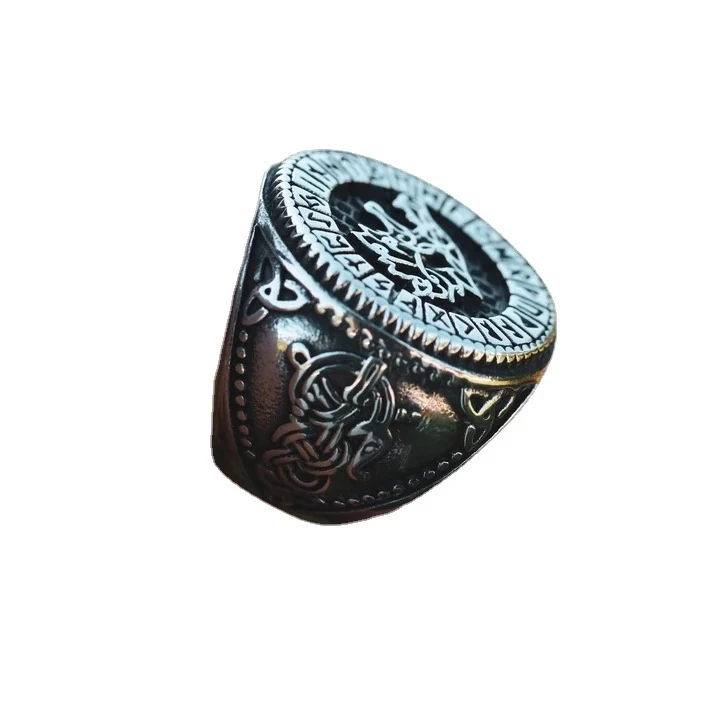 Anel Fenille Lobo Faminto Viking Nórdico. Design ousado, aço inoxidável resistente. Único, perfeito para amantes da mitologia e estilo viking. — foto 3