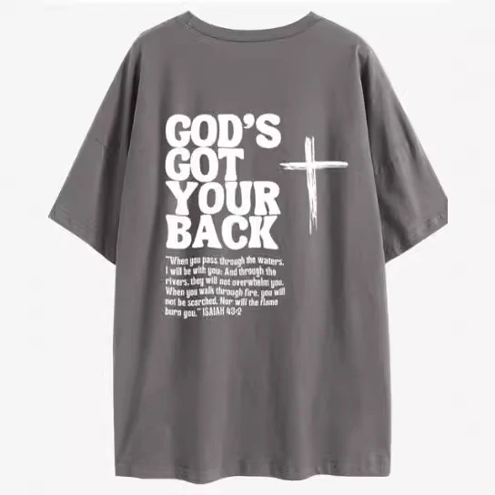 Camiseta de manga curta de algodão com estampa de letras nas costas para primavera e verão, leve e confortável, ideal para o dia a dia. — foto 1