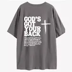 Camiseta de manga curta de algodão com estampa de letras nas costas para primavera e verão, leve e confortável, ideal para o dia a dia. — foto 1