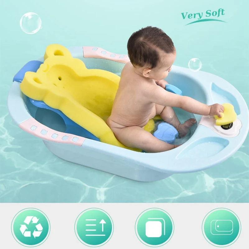 Tapete de banheira antiderrapante para bebê Assento de banheira com suporte Tapete de banho seguro para recém-nascidos Banho seguro e confortável — foto 7
