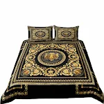 Jogo de cama de luxo com edredom estampado estilo europeu, proporcionando conforto e elegância para uma noite de sono perfeita. — foto 3