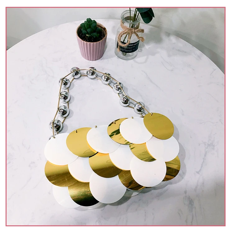 Title 7, Retro Shiny Gold Sequin Shell Bag a stylish sta...
