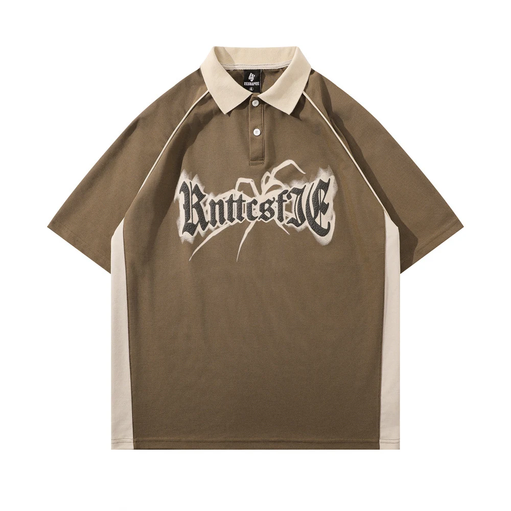 Men's Spider Letter Print Short-sleeve Polo Shirt, a stylish and comfortable option for casual wear, perfect for warm we — photo 15