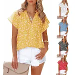 Top Short Sleeve V-Neck Chiffon Print Blouse — photo 7