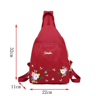 Title 2, Mochila Oxford Bordada Feminina Versátil, Combi...