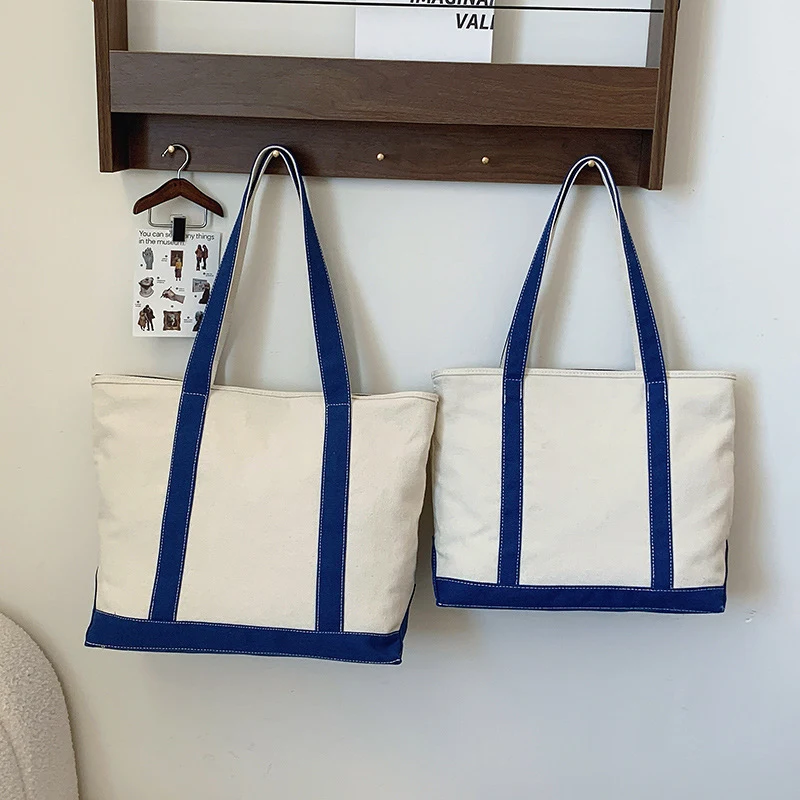 Casual versatile simple large capacity canvas shoulder bag perfect for everyday use and travel, offering plenty of space — photo 1