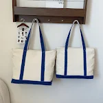 Casual versatile simple large capacity canvas shoulder bag perfect for everyday use and travel, offering plenty of space — photo 1