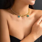 Necklace Gold Green 6275