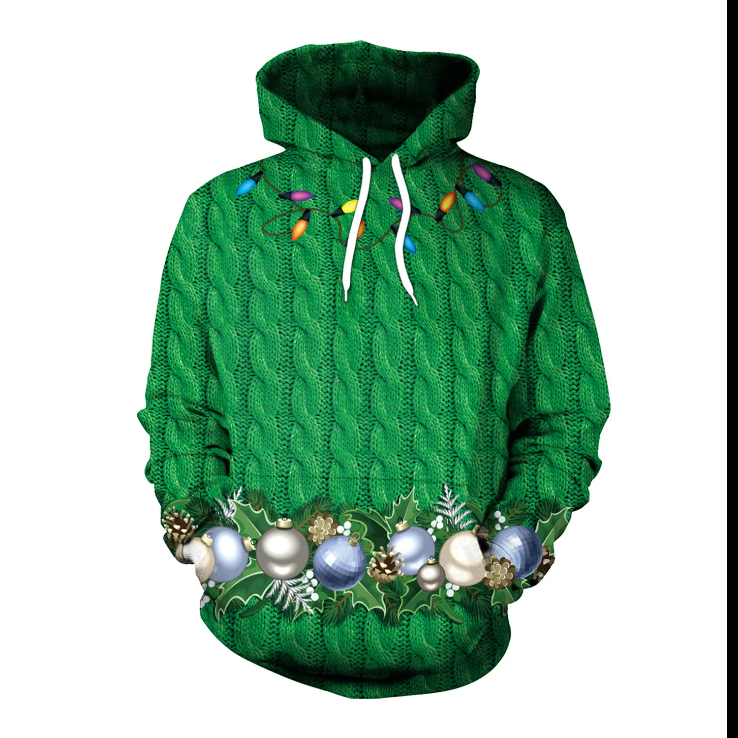 Maglione natalizio da donna con stampa digitale creativa ampia e versatile con cappuccio — foto 14