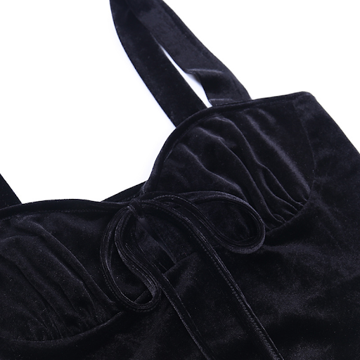 Title 6, FSDA Women Velvet Crop Top Black Sleeveless Ban...