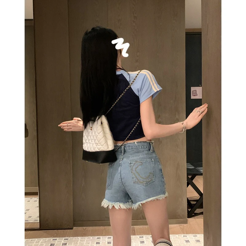 Title 11, Pantaloncini di jeans strappati a vita alta da ...