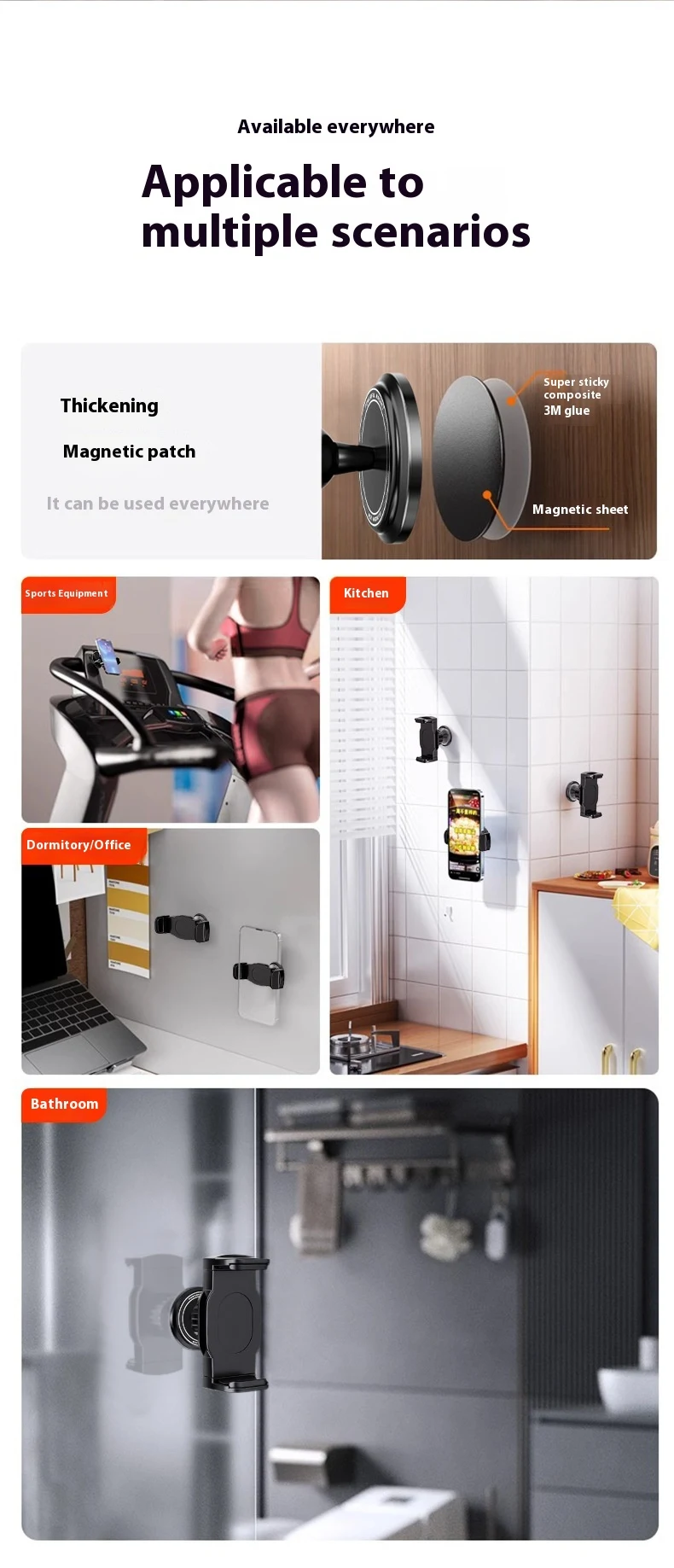 Title 8, Soporte de Pared para Teléfono con Succión Magn...