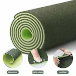 Tapete de exercício antiderrapante com linhas de posição para ginástica, yoga, fitness e pilates. TPE de camada dupla para maior conforto e segurança. — foto 5